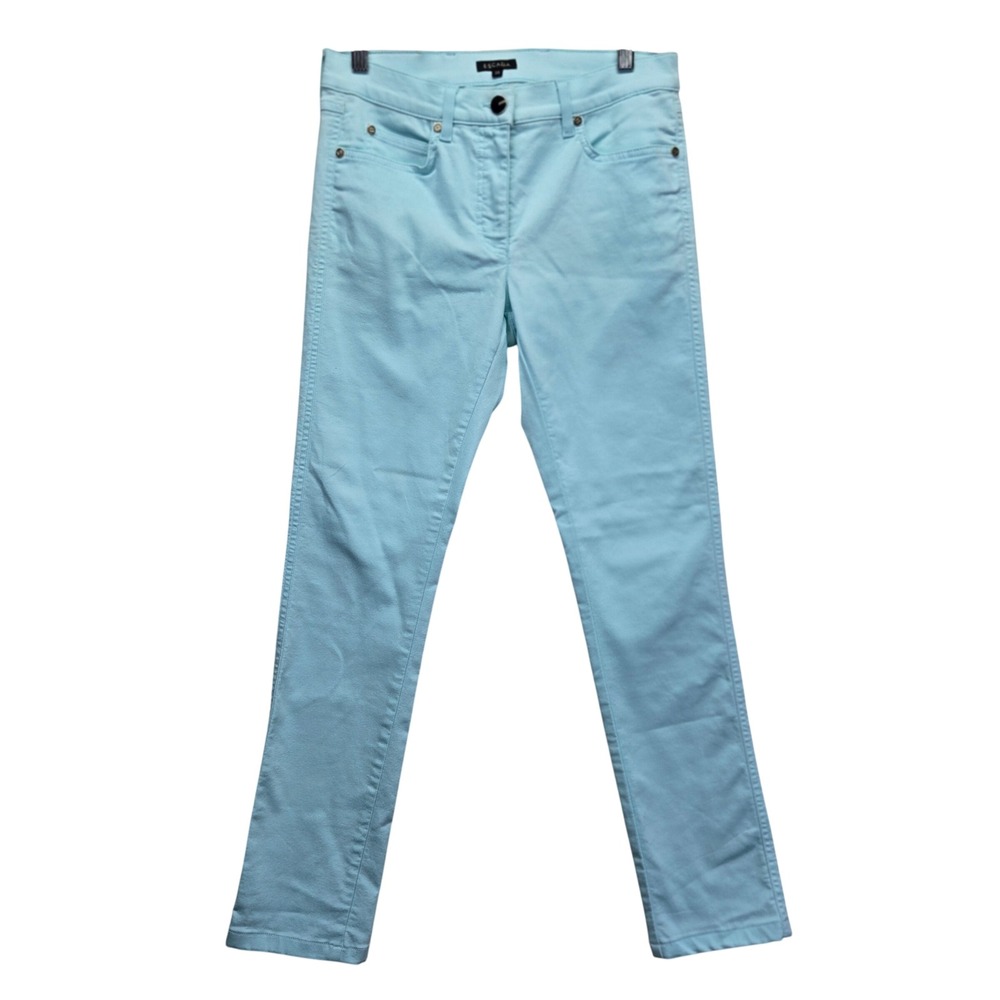 Escada Munich Mint Cream Blue Skinny Jeans Stretch Cotton Pants Size 38 US‎ 6